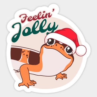 African Fat Tailed Gecko, Christmas Edition! Feelin Jolly! Sticker Sticker